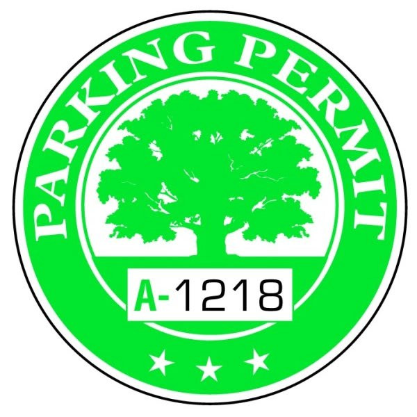 Parking Permit Static Cling Sticker, Green Tree, 2-1/4 Diameter, Package Of 100