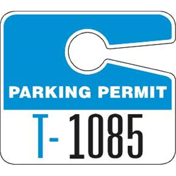 Plastic Parking Permit Tags, With Jumbo 1 Numbers, Light Blue, Package Of 100