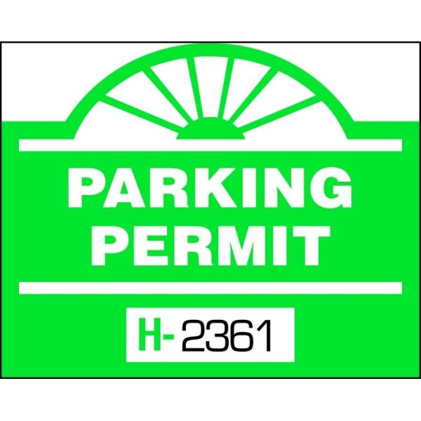 Parking Permit Static Cling Round Arch, Green, 2-1/2 X 2" Package Of 100