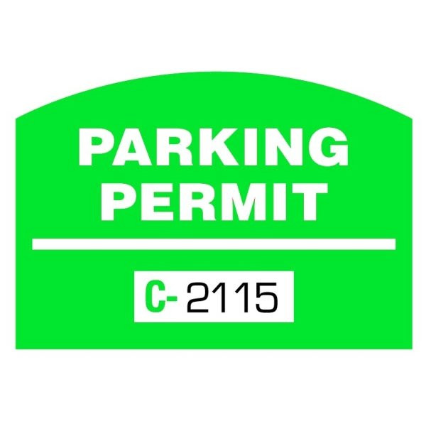 Parking Permit Static Cling Arch, Green, 2-1/2 X 1-3/4" Package Of 100
