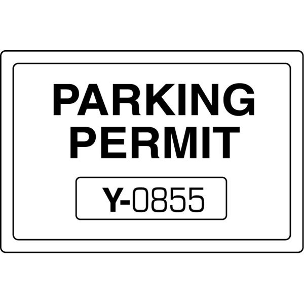 Parking Permit Static Cling, White, 3 X 2, Package Of 100