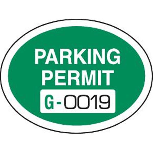 Parking Permit Window Stickers, Green, 2 X 1-1/2, Package Of 100