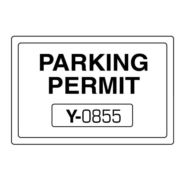 Parking Permit Bumper Stickers, White, 3 X 2, Package Of 100