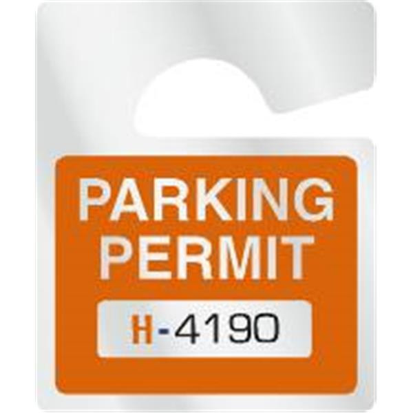 Plastic Parking Permit Tags Reflective, Orange, 2-1/2 X 3 Package Of 100