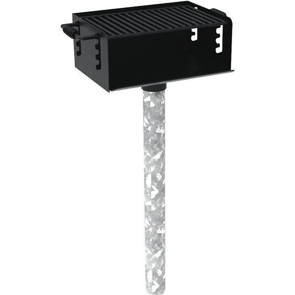 280 Sq. In. Rotating Commercial Pedestal Grill W/ Ground-Mount Post (Black)