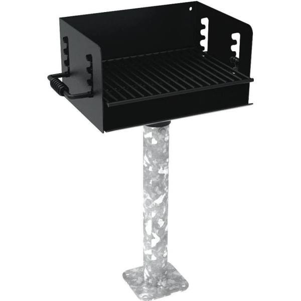 300 Sq. In. Rotating Commercial Pedestal Grill W/ Surface-Mount Post (Black)