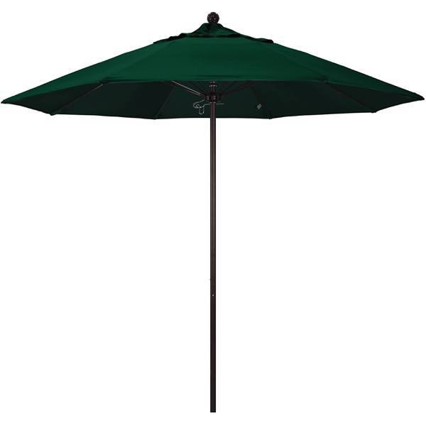 California Umbrella 9 Ft. Bronze Aluminum Patio Umbrella In Forest Green Sunbrella