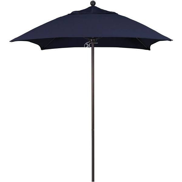 California Umbrella 6 Ft. Aluminum Commercial Market Patio Umbrella W/ Fiberglass In Navy Blue Sunbrella