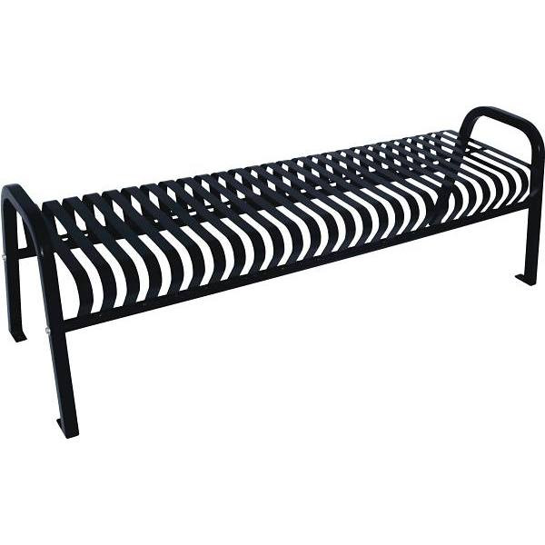 Plaza 8 Ft. Steel Strap Bench Without Back (Black)