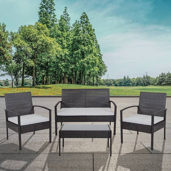 Carnegy Avenue Black 4-Piece Wood Patio Conversation Set