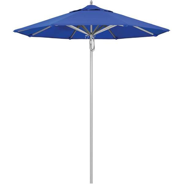 California Umbrella 7.5 Ft. Silver Aluminum Patio Umbrella In Pacific Blue Sunbrella