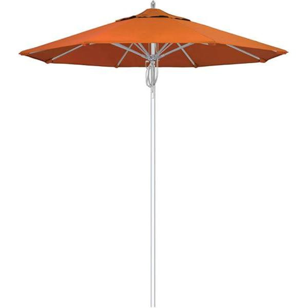 California Umbrella 7.5 Ft. Silver Patio Umbrella W/ Fiberglass Ribs In Tuscan Sunbrella