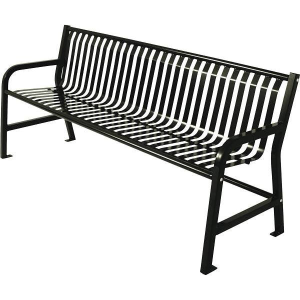 Plaza 4 Ft. Steel Strap Bench W/ Back (Matte Black)