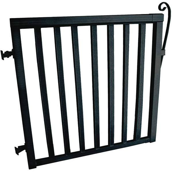 Peak 42 " X 40 " Black Aluminum Deck Railing Wide Picket Gate