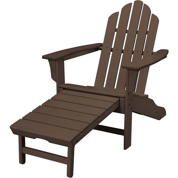 Cape Soleil Verde Adirondack Chair With Attached Ottoman In Mahogany