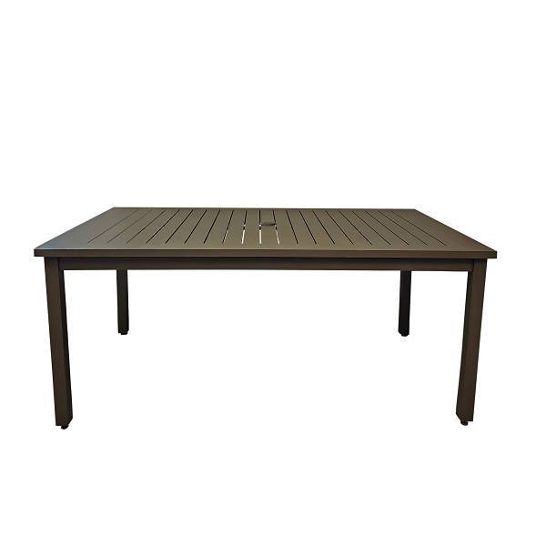 Grosfillex 69x39 Inch Easy-To-Clean Slatted Aluminum Table, Fusion Bronze