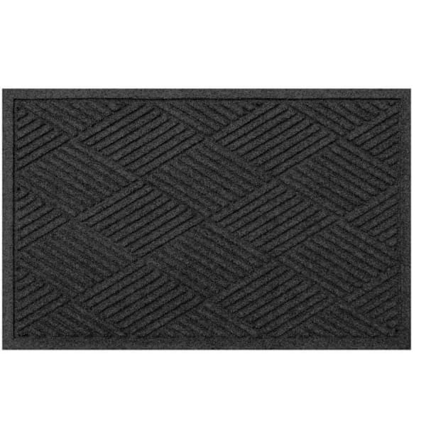 M+a Matting Waterhog Diamond Fashion Mat Charcoal 3'X8.4' Smooth Backing