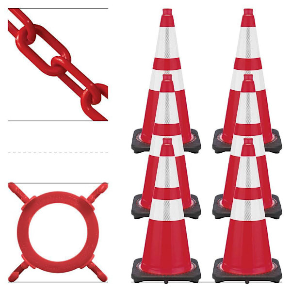 Mr. Chain 28" Red Reflective Traffic Cone And Chain Kit