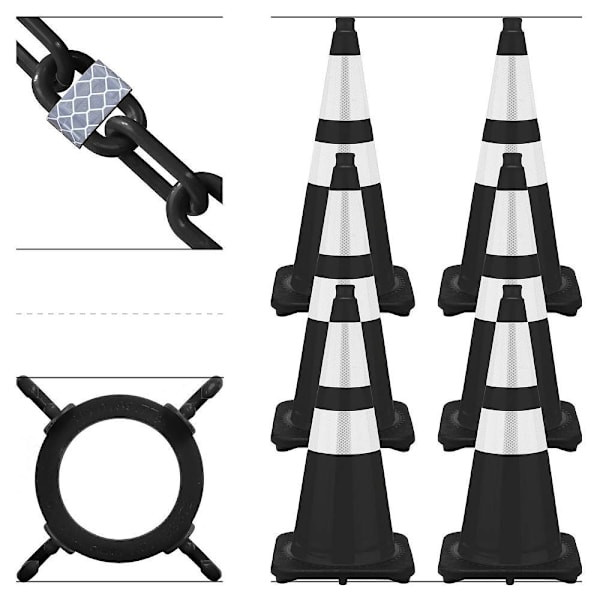 Mr. Chain 28" Black Reflective Traffic Cones And Reflective Chain Kit
