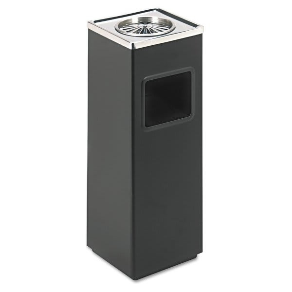 Safco Ash 'N Trash 3 Gallon Stainless Steel Square Sandless Urn (Black/Chrome)