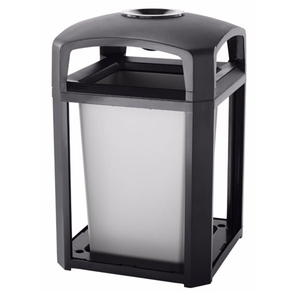 Rubbermaid Commercial 35 Gallon Landmark Sable Trash Can With Ashtray Lid And Liner