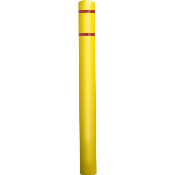 Bollard Post Sleeve, Yellow With Red Tape, 7 X 60