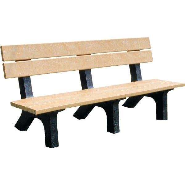 Plastic Recycling Rock Island Bench, Cedar With Black Legs, Recycled Plastic, 6'