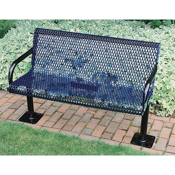 Ultrasite Surface Mount Courtyard Bench, Blue Galvanized Steel, 6'