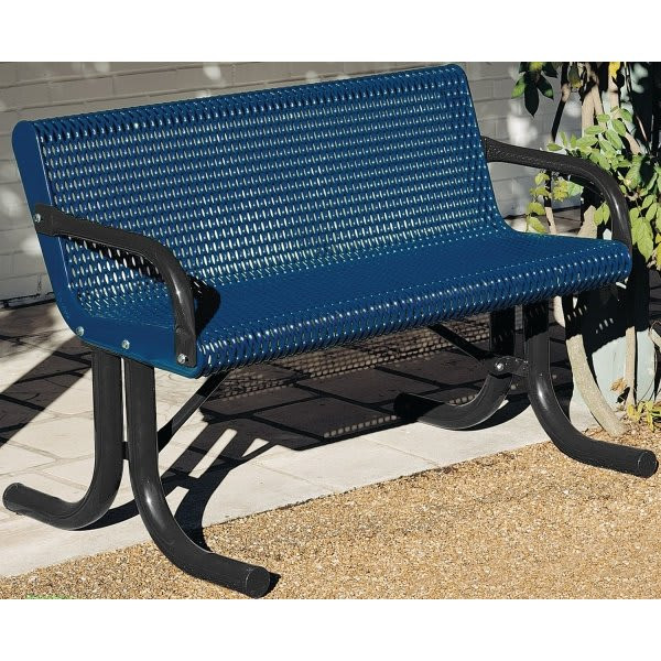 Ultrasite Portable Park Bench, Blue Galvanized Steel, 6'