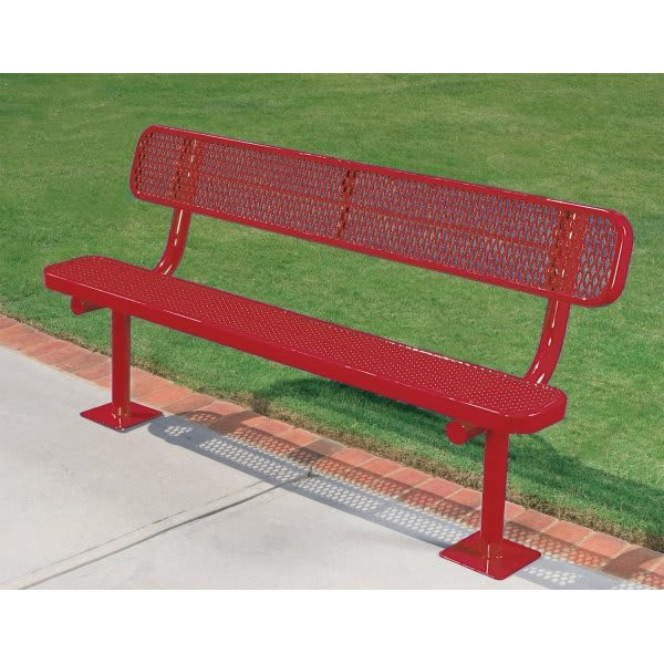 Ultrasite Surface Mount Park Bench, Red Steel, 6'