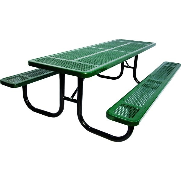 Ultrasite Rectangular Table, Green Thermoplastic Coated Perforated Steel, 6'