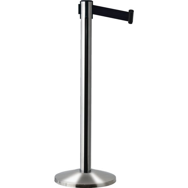 Queueway Stanchion, Polished Stainless Steel With Black Tape