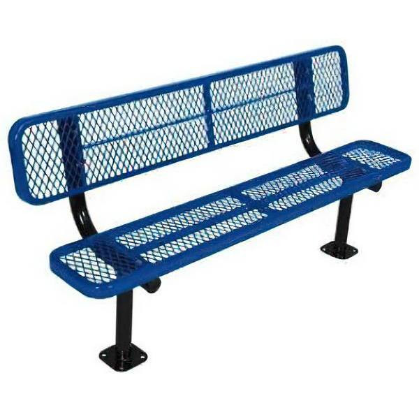 Ultrasite Bollard 6 Ft Surface-Mount Park Bench (Blue)