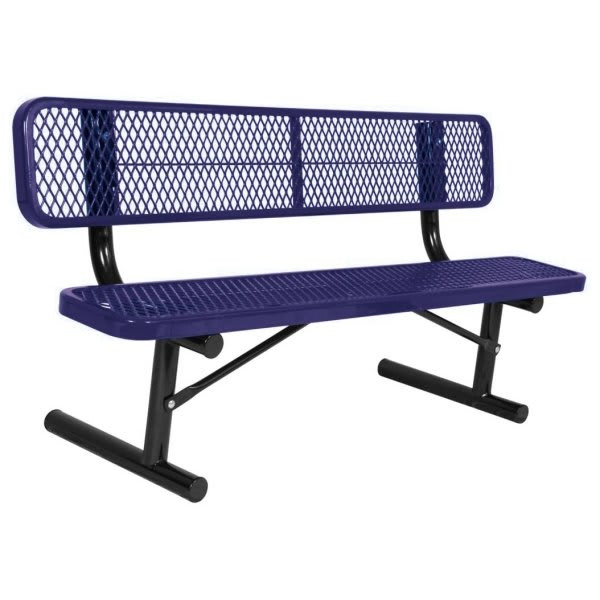 Ultrasite 6 Ft. Park Bench - Portable, Thermoplastic Coated Steel, Ultra Blue