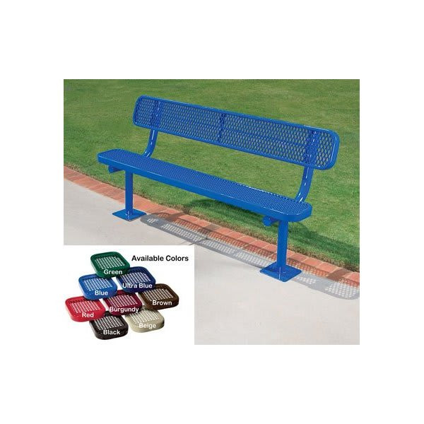Ultrasite Park Bench-6ft-Surface Mount-Ultra Blue