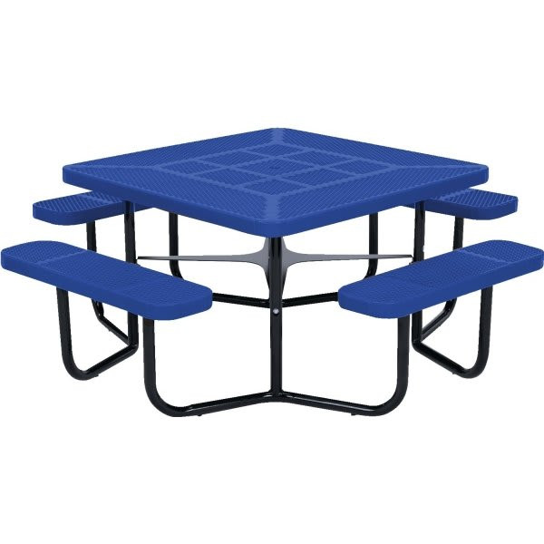 Ultrasite 6' Portable Square Park Picnic Table, Rolled Edge, Thermoplastic Coated Steel - Blue