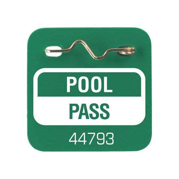 Pool Pass With Pin Green, Package Of 100