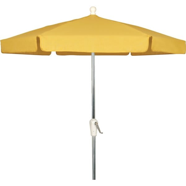 Fiberbuilt 7.5' Garden Umbrella, Fiberglass Ribs, Tilt/Crank, Yellow
