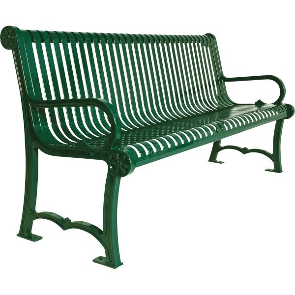 Ultrasite 6' Rendezvous Park Bench, Thermoplastic Coated Steel, Dual Mountability - Green