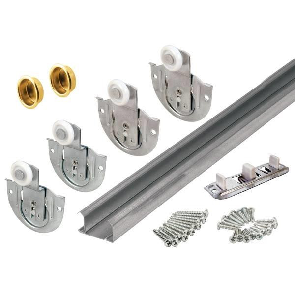 Slide-Co By-Pass Wardrobe Dr Trk Kit, Dial-Adjust Rl Amls, Rl Stl Galv Trk 163589-1