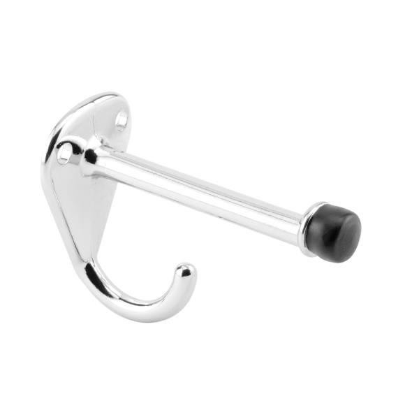 Sentry Hook And Bumper, 3-1/8in Projection, Cast Zamak Constrt, Chrm 656-6626