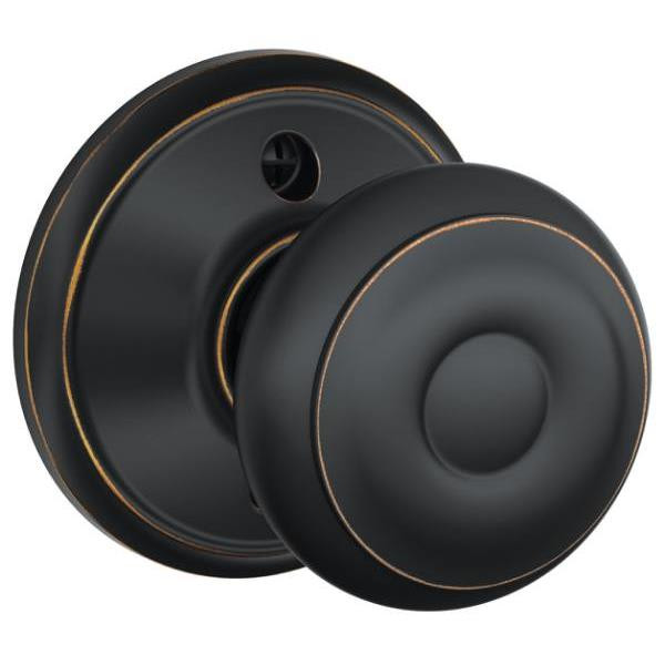 Schlage Residential F Ser Dmy No Hand Antique Bronze Finish Georgian Knob F170 GEO 716
