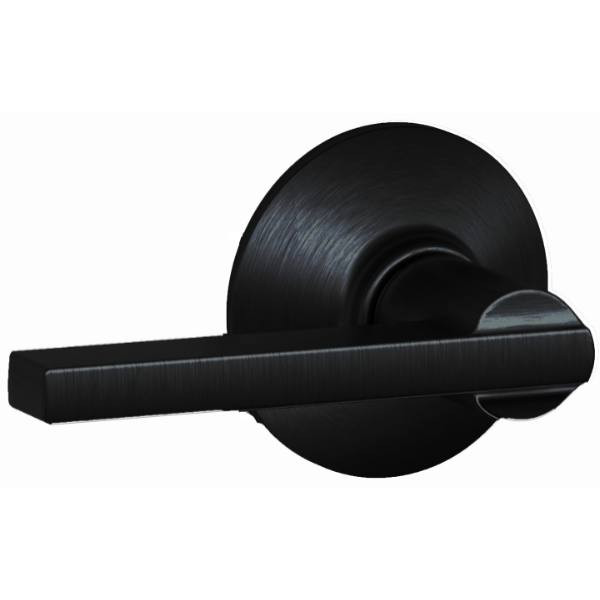 Schlage Residential F Ser Passage No Hand Matte Black Clear Finish Flair Lever F10 LAT 622
