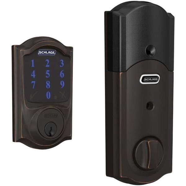 Schlage Residential Smart Deadbolt Camelot Escutcheon 2-3/8 - 2-3/4 Backset BE469ZP CAM 716