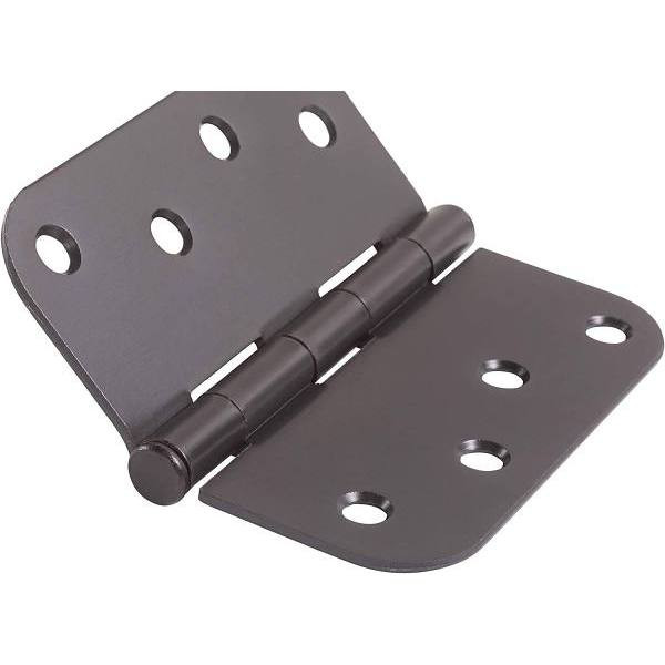 Global Door Controls 4 In. X 4 In. Steel Hinge 5/8 In. Radius (Matte Black) (2-Pack) CP4040-5/8-US19-M