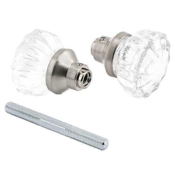Prime-Line Mortise Style Fluted Glass Door Knob, 2" Outer Diameter Satin Nickel E 28315