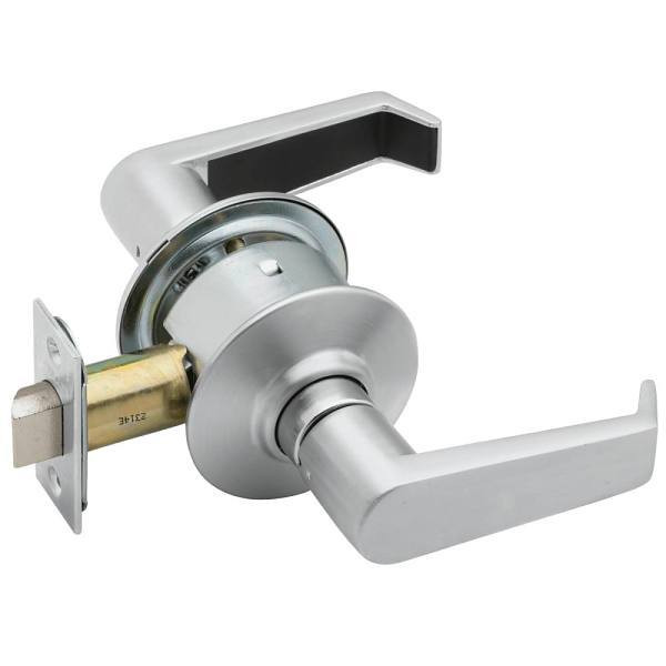 Schlage Grade 2 Passage Cylindrical Lock, Levon Lever, Satin Chrome A10S LEV 626