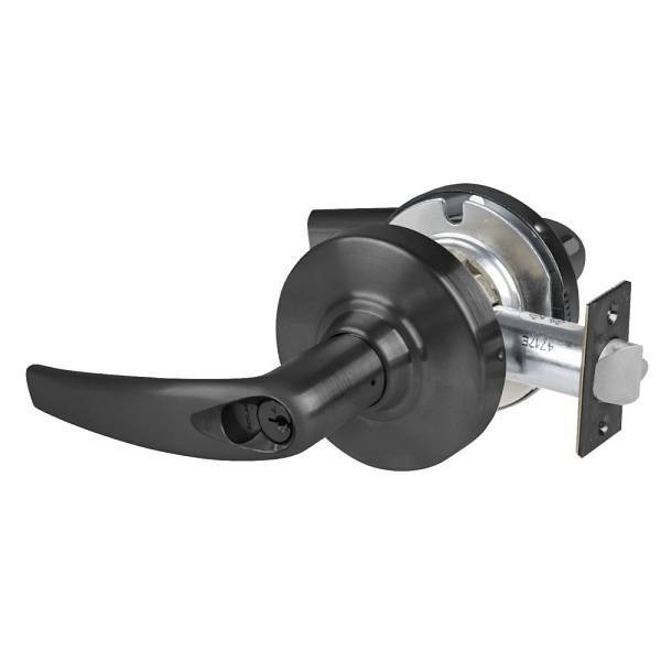 Schlage Grade 2 Entrance Lock With Select Vandlgard, Athens Lever, Matte Black ALX53P ATH 622