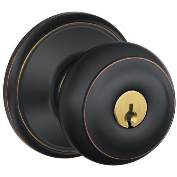 Schlage F Series Knob Set 716, Non-Handed, Antique Bronze Finish F80 GEO 716
