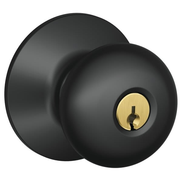 Schlage F Series Knob Set 622, Non-Handed, Flat Black Coated Finish F51A PLY 622